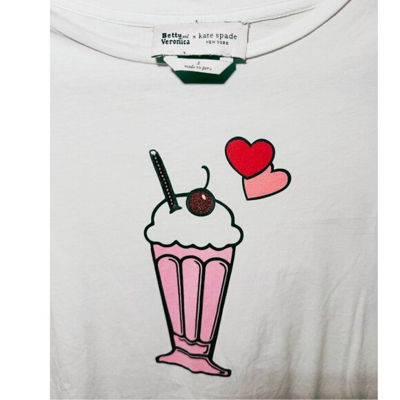 Kate Spade x Betty & Veronica white ice cream Milkshake crew neck tshirt Small - Picture 3 of 3